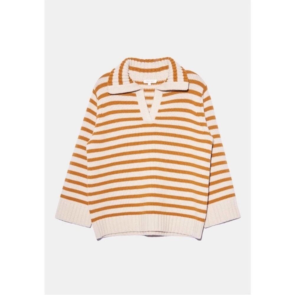 Demylee New York Ellie Stripe Polo Sweater sz S